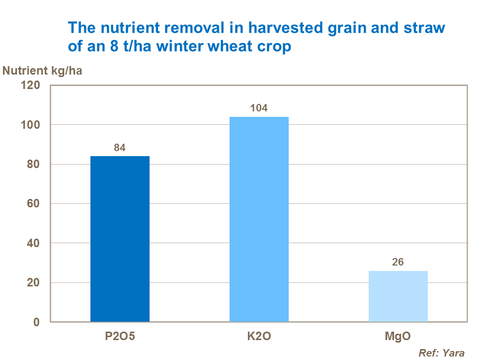 Nutrient removal by an 8 tonne wheat crop